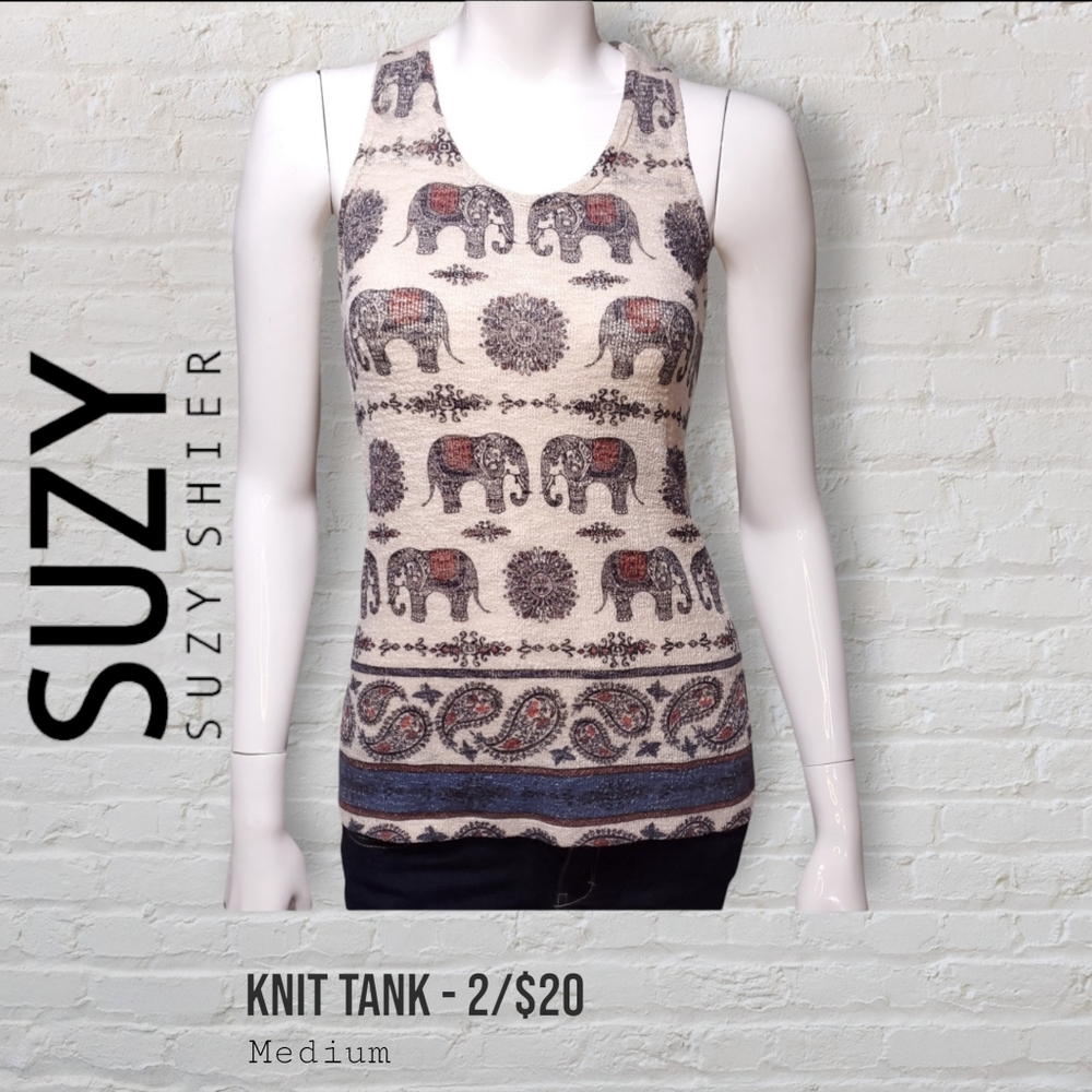 Suzy Shier Knit Elephant Mandala Tunic Women's Medium